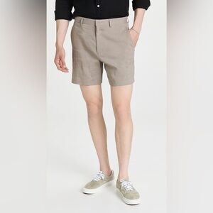 Theory Curtis Linen Blend Shorts Tapir Brown Taupe